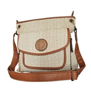[Rossetti] Soft Woven Faux Brown Leather Crossbody Travel Bag